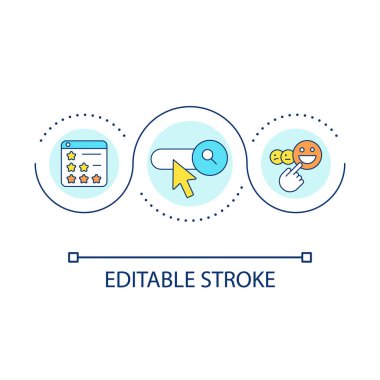 Gelişmiş sıralama döngü konsepti simgesi. Web geliştirme eğilimi. Yükleme hızını arttır. Hızlandırılmış cep telefonu sayfaları soyut fikir ince çizgi çizimi. İzole bir taslak çizim. Düzenlenebilir felç. Kullanılan Arial yazı tipi