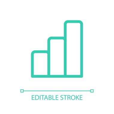 Çizelge pikseli mükemmel renk doğrusal ui simgesi. Veri görselleştirme. Değerleri karşılaştırıyorum. İş bilgisi. GUI, UX tasarımı. Taslak izole edilmiş kullanıcı arayüzü piktogramı. Düzenlenebilir felç. Kullanılan Arial yazı tipi