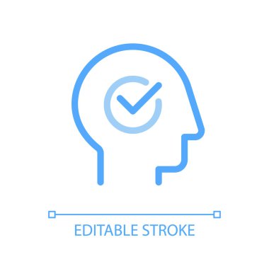 Zihinsel sağlık pikseli mükemmel renk doğrusal ui simgesi. Duygusal sağIık. Duygular ve düşünceler. Zihin yapısı. GUI, UX tasarımı. Taslak izole edilmiş kullanıcı arayüzü piktogramı. Düzenlenebilir felç. Kullanılan Arial yazı tipi