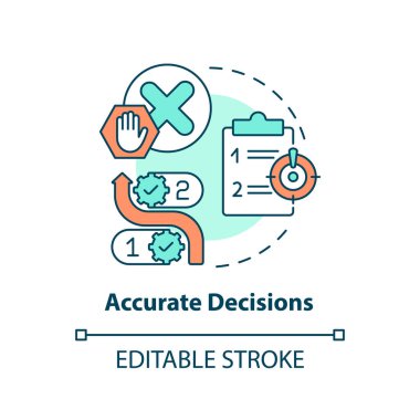 Doğru kararlar kavramı ikonu. Güçlü veri yönetimi planı. Bilgi yönetimi soyut fikir ince çizgi çizimi. İzole bir taslak çizim. Düzenlenebilir felç. Arial, Myriad Pro-Kalın yazı tipleri