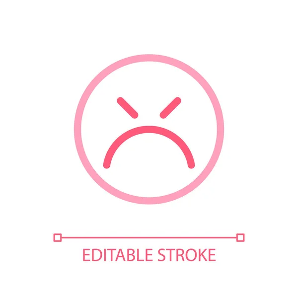 Mad Emoticon Pixel Perfekte Farbe Lineare Symbol Emotionaler Ausdruck Negatives — Stockvektor