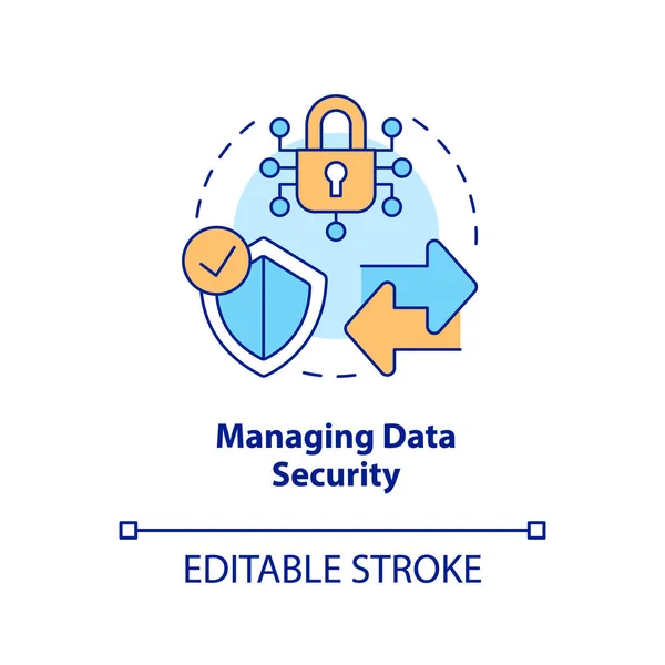 stock vector Managing data security concept icon. Information governance encryption. Cybersecurity abstract idea thin line illustration. Isolated outline drawing. Editable stroke. Arial, Myriad Pro-Bold fonts used