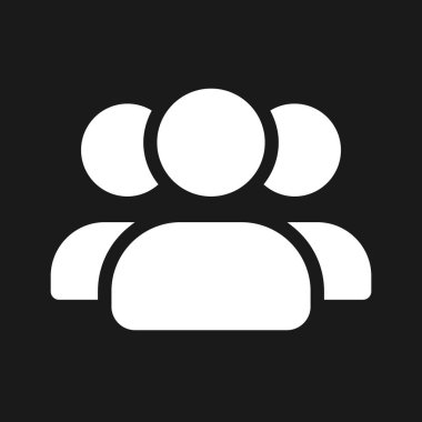 Çevrimiçi topluluk karanlık mod ui simgesi. Takım çalışması dijital araçlar. Kullanıcı arayüzü tasarımı. Siyah uzayda beyaz siluet sembolü. Ağ ve cep telefonu için sağlam bir resim. Vektör izole illüstrasyonu