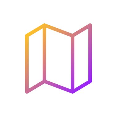 Katlanan broşür pikseli mükemmel gradyan ui simgesi. Müşteriler için kitapçık. Reklam malzemesi. Satır rengi kullanıcı arayüzü sembolü. Modern tarz pictogram. Vektör izole edilmiş taslak çizimi