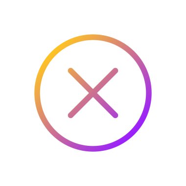 Çember pikselinde çapraz mükemmel gradyan ui simgesi. İptal düğmesi. İnternet sitesinde müşteri seçimi. Satır rengi kullanıcı arayüzü sembolü. Modern tarz pictogram. Vektör izole edilmiş taslak çizimi