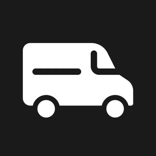 Van Dark Mode Icona Del Glifo Servizio Trasporto Cliente Progettazione — Vettoriale Stock