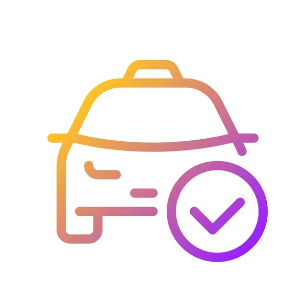 Approvati Taxi Pixel Ordine Gradiente Perfetta Icona Lineare Auto Arrivo — Vettoriale Stock