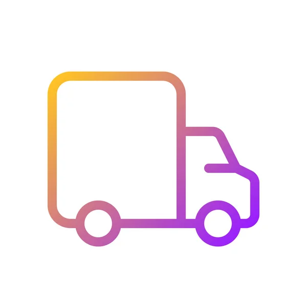 Lorry Pixel Τέλεια Κλίση Γραμμική Εικονίδιο Φορτηγό Παράδοση Αγαθών Υπηρεσία — Διανυσματικό Αρχείο