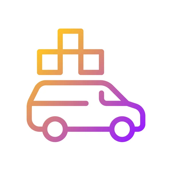 Minivan Taxi Pixel Perfetta Gradiente Lineare Icona Servizio Trasporto Merci — Vettoriale Stock