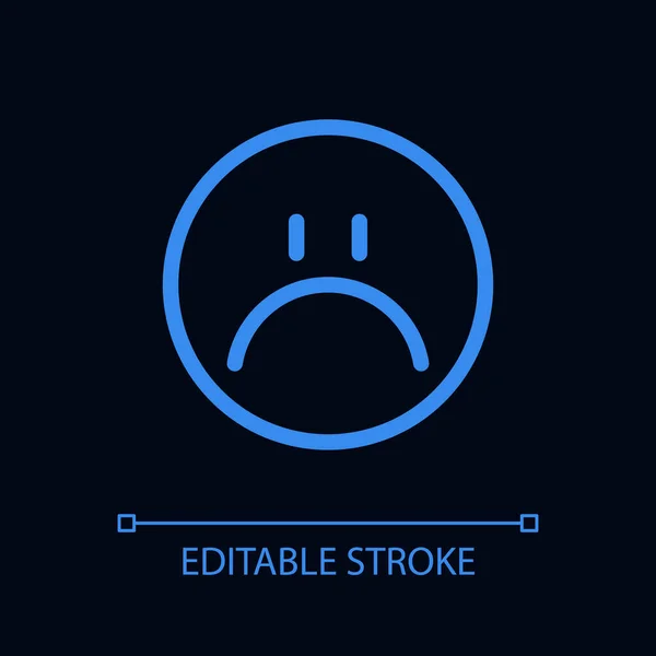 Smutny Emotikony Pikseli Idealny Kolor Liniowy Ikona Dla Ciemnego Tematu — Wektor stockowy