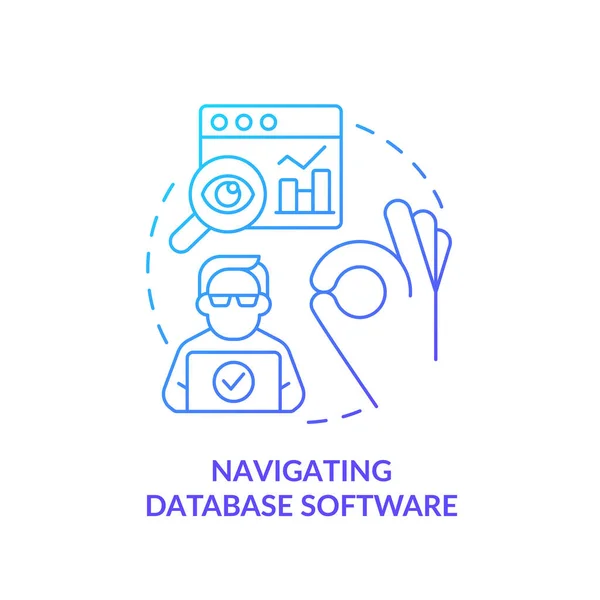 Navegando Software Banco Dados Ícone Conceito Gradiente Azul Tecnologia Digital — Vetor de Stock