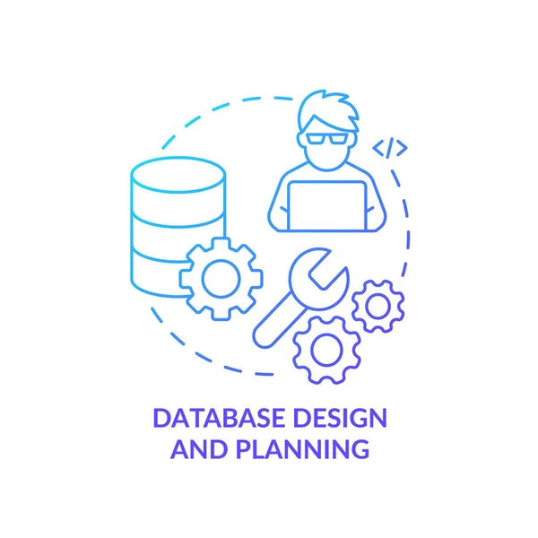 Design Banco Dados Planejamento Ícone Conceito Gradiente Azul Analista Sistemas — Vetor de Stock