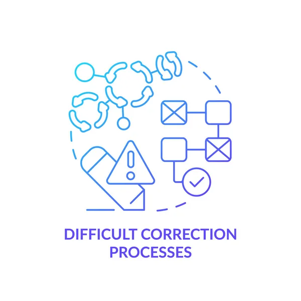 Processus Correction Difficiles Icône Concept Dégradé Bleu Correction Système Données — Image vectorielle