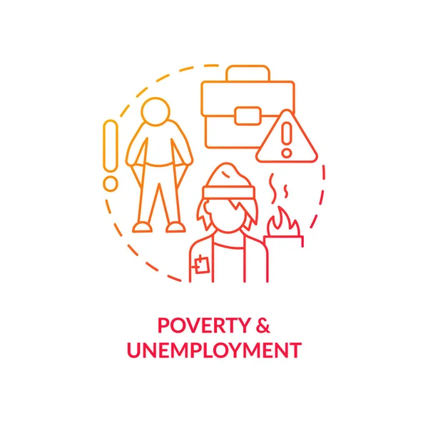 stock vector Poverty and unemployment red gradient concept icon. Inclusive economy challenge in poor countries abstract idea thin line illustration. Isolated outline drawing. Myriad Pro-Bold font used