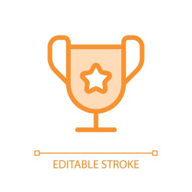 Kupa pikseli mükemmel cam morfizm ui ikonu. Seçkin öğrenci ödülü. Şeffaflıkla doldurulmuş renk çizgisi ögesi. Cam morfizm tarzında bir vektör çizimi. Düzenlenebilir felç. Kullanılan Arial yazı tipi