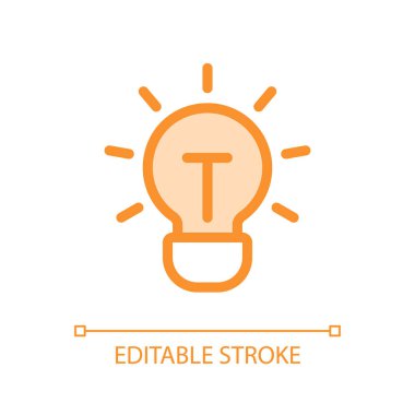 Mükemmel fikir pikseli mükemmel cam morfizm ui ikonu. Yaratıcı düşünce. Şeffaflıkla doldurulmuş renk çizgisi ögesi. Cam morfizm tarzında bir vektör çizimi. Düzenlenebilir felç. Kullanılan Arial yazı tipi