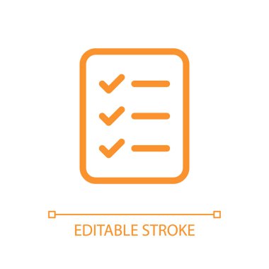 Tamamlanmış görevlerin kontrol listesi piksel mükemmel cam morfizmi ui simgesi. İş planı. Şeffaflıkla doldurulmuş renk çizgisi ögesi. Cam morfizm tarzında bir vektör çizimi. Düzenlenebilir felç. Kullanılan Arial yazı tipi