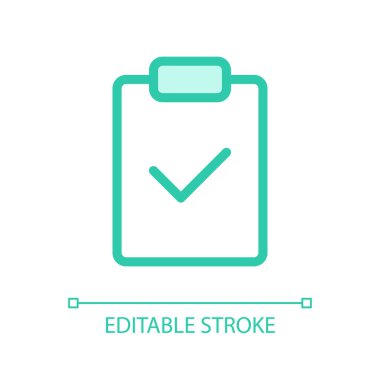 Tamamlanmış görev pikseli mükemmel cam morfizmi ui simgesi. Ana hedefe ulaş. Şeffaflıkla doldurulmuş renk çizgisi ögesi. Cam morfizm tarzında bir vektör çizimi. Düzenlenebilir felç. Kullanılan Arial yazı tipi