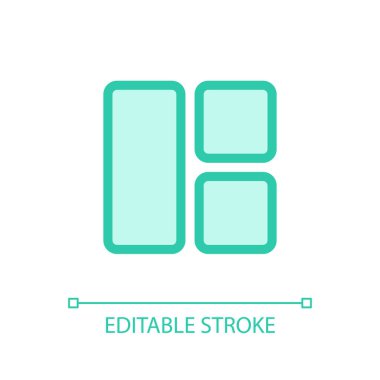 İçerik düzenleme piksel mükemmel cam morfizmi ui simgesi. Web sayfası yapısı. Şeffaflıkla doldurulmuş renk çizgisi ögesi. Cam morfizm tarzında bir vektör çizimi. Düzenlenebilir felç. Kullanılan Arial yazı tipi