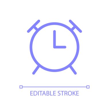 Alarm piksel mükemmel cam morfizmi ui simgesi. Sabah rutininde uyanmak. Şeffaflıkla doldurulmuş renk çizgisi ögesi. Cam morfizm tarzında bir vektör çizimi. Düzenlenebilir felç. Kullanılan Arial yazı tipi