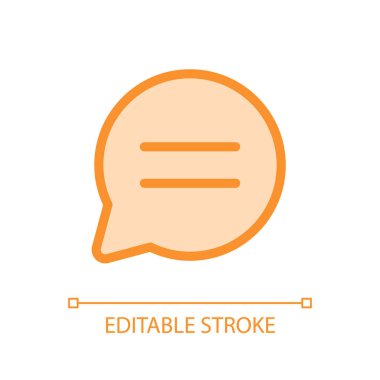 Yorum pikseli mükemmel cam morfizm ui simgesi. Sosyal medya paylaşımına cevap ver. Şeffaflıkla doldurulmuş renk çizgisi ögesi. Cam morfizm tarzında bir vektör çizimi. Düzenlenebilir felç. Kullanılan Arial yazı tipi