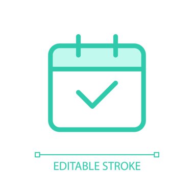 Takvim pikseli mükemmel cam morfizmi ui simgesi. Planlama etkinlikleri. Günlük program. Şeffaflıkla doldurulmuş renk çizgisi ögesi. Cam morfizm tarzında bir vektör çizimi. Düzenlenebilir felç. Kullanılan Arial yazı tipi