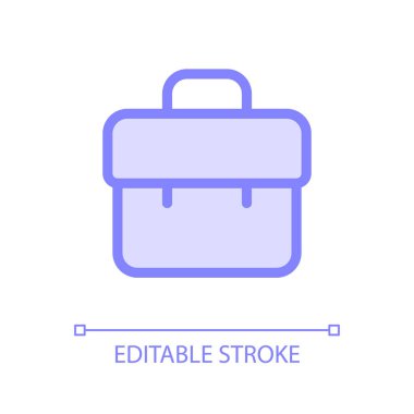 İş durumu pikseli mükemmel bir cam morfizmi simgesi. İşsizlik. Seyahat bagajı. Şeffaflıkla doldurulmuş renk çizgisi ögesi. Cam morfizm tarzında bir vektör çizimi. Düzenlenebilir felç. Kullanılan Arial yazı tipi