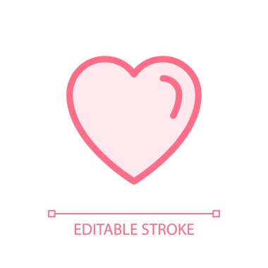 Kalp pikseli mükemmel cam morfizmi. Kardiyoloji. Sosyal medya. Şeffaflıkla doldurulmuş renk çizgisi ögesi. Cam morfizm tarzında bir vektör çizimi. Düzenlenebilir felç. Kullanılan Arial yazı tipi