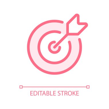 Hedef pikseli mükemmel cam morfizm ui ikonu. Gol başarısı. Rekabet. Şeffaflıkla doldurulmuş renk çizgisi ögesi. Cam morfizm tarzında bir vektör çizimi. Düzenlenebilir felç. Kullanılan Arial yazı tipi