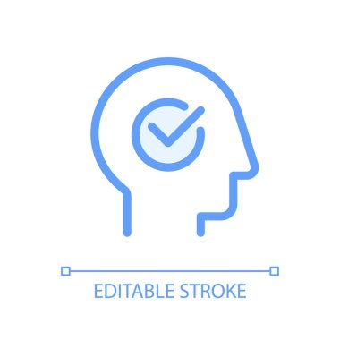 Zihinsel sağlık pikseli mükemmel bir cam morfizmi ikonu. Duygusal sağIık. Şeffaflıkla doldurulmuş renk çizgisi ögesi. Cam morfizm tarzında bir vektör çizimi. Düzenlenebilir felç. Kullanılan Arial yazı tipi