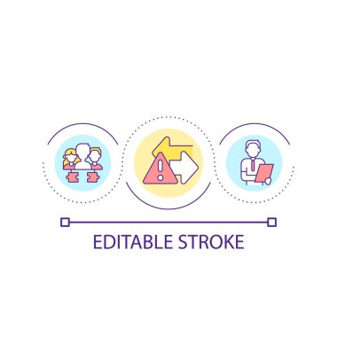 Algılama sorunları döngü konsepti ikonu. Davranış araştırması. Müşteriler geri bildirim yapıyor. Tüketici yönetimi soyut fikir ince çizgi çizimi. İzole bir taslak çizim. Düzenlenebilir felç. Kullanılan Arial yazı tipi