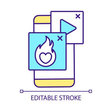 RGB renk simgesi olarak gösterilen X-Sınıfı reklamlar. Yetişkin içeriği. Akıllı telefon virüsü. Hackleme saldırısı. İzole vektör çizimi. Basit bir çizgi çizimi. Düzenlenebilir felç. Kullanılan Arial yazı tipi