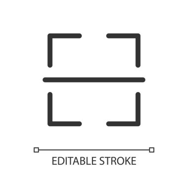 Resim çeviri pikseli mükemmel doğrusal ui simgesi. Yenilikçi teknoloji. Metin tanıma. GUI, UX tasarımı. Uygulama ve web için izole edilmiş kullanıcı arayüzü ögesi. Düzenlenebilir felç. Kullanılan Arial yazı tipi