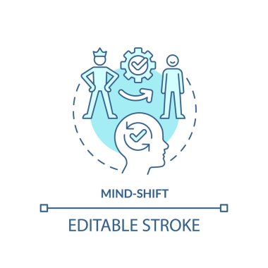 Zihin kayması konsepti simgesi. Hayat değişiyor. Kendi kendine dayatılan bariyer ucu fikri soyut ince çizgi çiziminin üstesinden gelmek. İzole bir taslak çizim. Düzenlenebilir felç. Arial, Myriad Pro-Kalın yazı tipleri