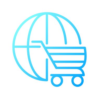 Çevrimiçi alışveriş pikseli mükemmel gradyan vektör simgesi. İnternet pazarları. Satın alma. E-ticaret siteleri. İnce çizgi renk sembolü. Modern tarz pictogram. Vektör izole çizimi
