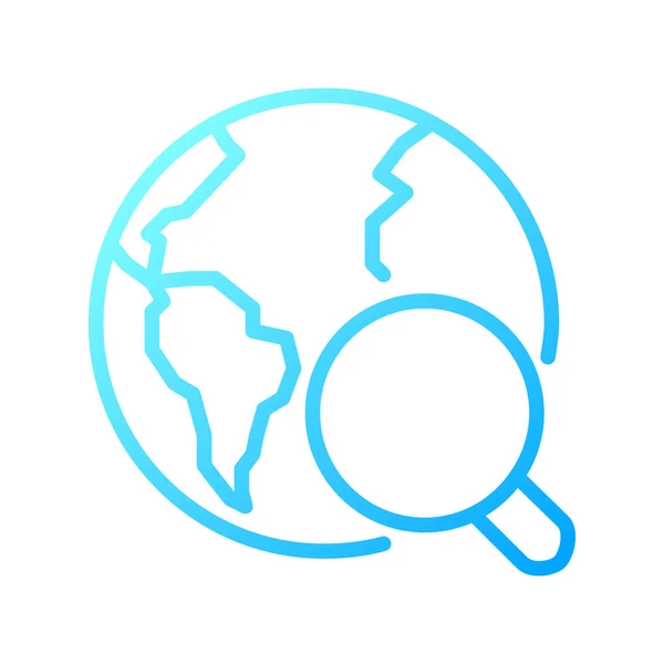 Píxel Búsqueda Global Icono Vector Lineal Gradiente Perfecto Explorando Tierra — Archivo Imágenes Vectoriales