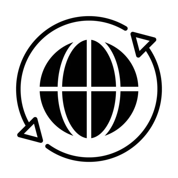 Scambio Internazionale Icona Glifo Nero Interazione Finanziaria Mondiale Transazione Globale — Vettoriale Stock