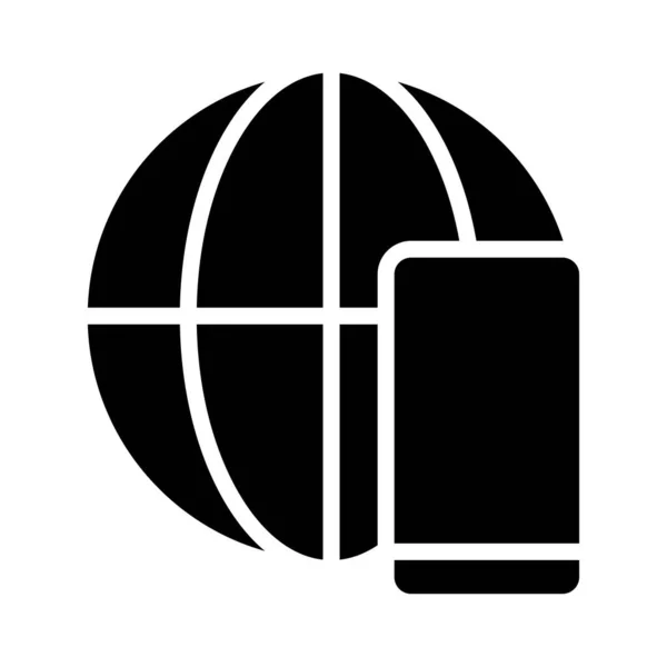 Globale Kommunikation Schwarze Glyphen Ikone Telekommunikationsbranche Internationale Mobilfunkkarte Weltanschluss Silhouette — Stockvektor