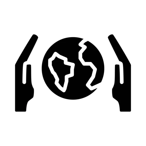 Earth Schwarzes Glyphen Symbol Planetenschutz Umweltschutz Nachhaltige Welt Umweltfreundliche Gesellschaft — Stockvektor