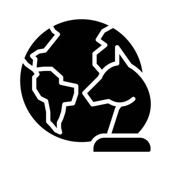Ícone Glifo Negro Geopolítica Governança Internacional Diplomacia Global Mapa Mundo — Vetor de Stock