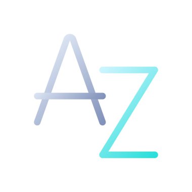 İngilizce alfabe düz gradyan iki renkli ui simgesi. Sözlük ve sözlük. Metin çevirisi. Basit bir piktogram. Arayüz, mobil uygulama için UX tasarımı. Vektör izole edilmiş RGB illüstrasyonu