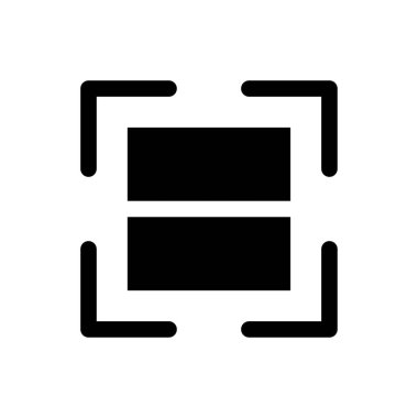 Görüntü çevirisi siyah glyph ui simgesi. Yenilikçi teknoloji. Metin tanıma. Kullanıcı arayüzü tasarımı. Beyaz uzayda siluet sembolü. Ağ ve cep telefonu için sağlam bir resim. İzole vektör illüstrasyonu