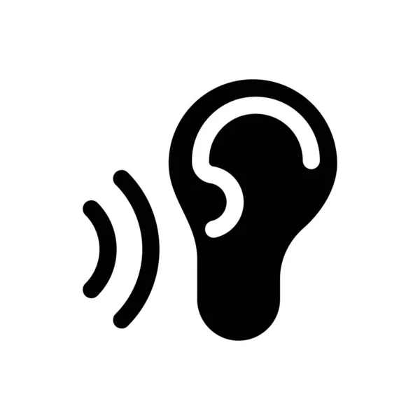 Ouça Ícone Preto Glyph Característica Tradutor Ouça Tradução Design Interface — Vetor de Stock