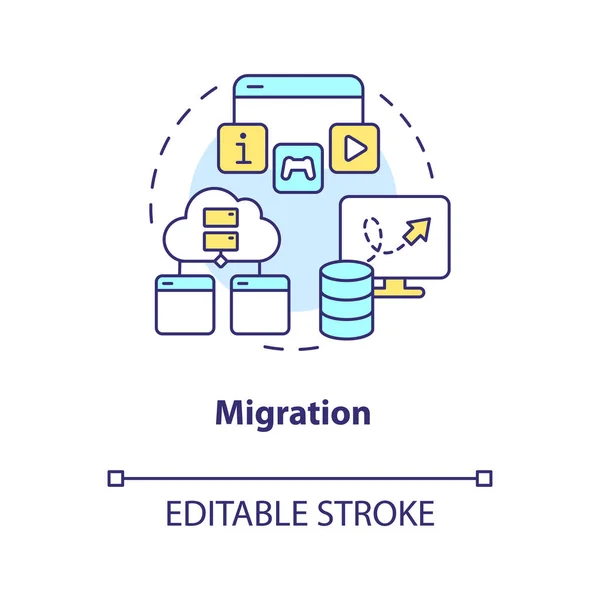 Ikona Konceptu Migrace Přesunout Data Webových Stránek Novou Platformu Digitální — Stockový vektor
