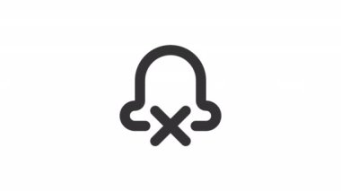 Animasyon sessiz ses çizgisi ikonu. Bildirimleri kapat. Şeffaf arkaplanda alfa kanalı olan kusursuz HD video. Taslak izole edilmiş kullanıcı arayüzü ögesi hareketli grafik canlandırması