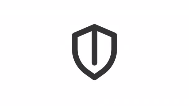 Animated Shield Line Icon Cybersecurity Antivirus Seamless Loop Video Alpha — Stock Video