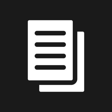 Karanlık mod simgesini kopyala. Belgeyi kopyala. Çevirmen özelliği. Kullanıcı arayüzü tasarımı. Siyah uzayda beyaz siluet sembolü. Ağ ve cep telefonu için sağlam bir resim. Vektör izole illüstrasyonu