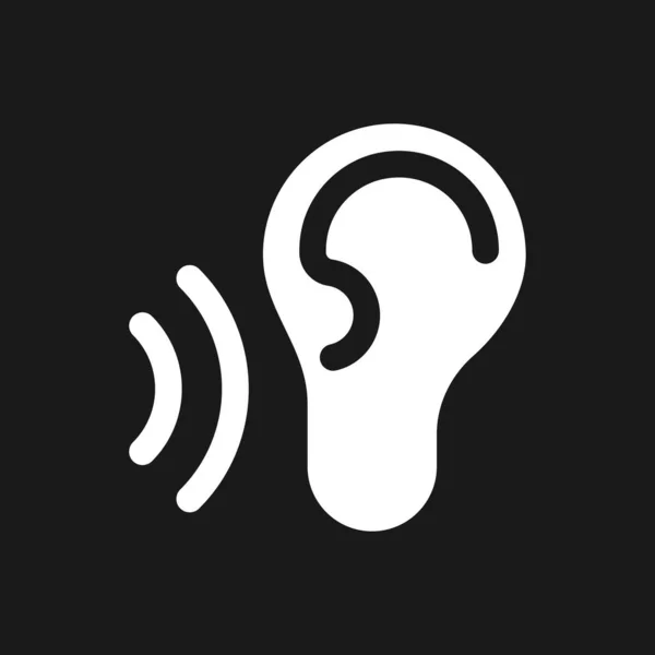 Hallgassa Sötét Mód Glyph Ikon Fordító Funkció Hallgasd Fordítást Felhasználói — Stock Vector