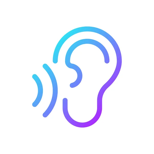 Ouça Pixel Ícone Linear Gradiente Perfeito Característica Tradutor Ouça Tradução —  Vetores de Stock