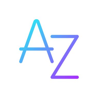 İngiliz alfabe pikseli mükemmel gradyan doğrusal ui simgesi. Sözlük ve sözlük. Metin çevirisi. Satır rengi kullanıcı arayüzü sembolü. Modern tarz pictogram. Vektör izole edilmiş taslak çizimi